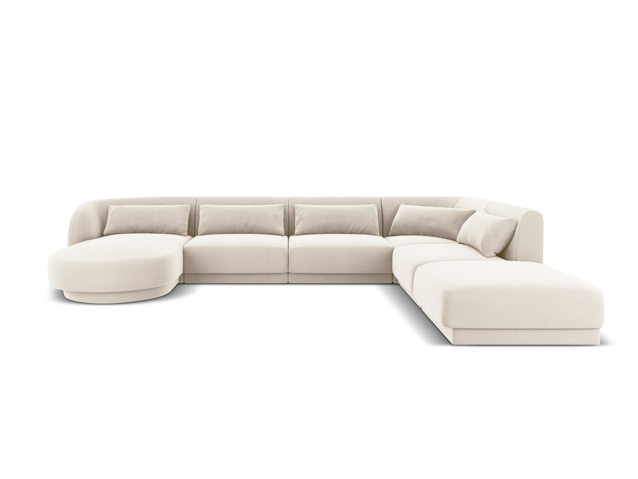 Coltar panoramic dreapta 6 locuri, Tulum, Cosmopolitan Design, 330x255x70 cm, catifea, bej deschis - imagine 6